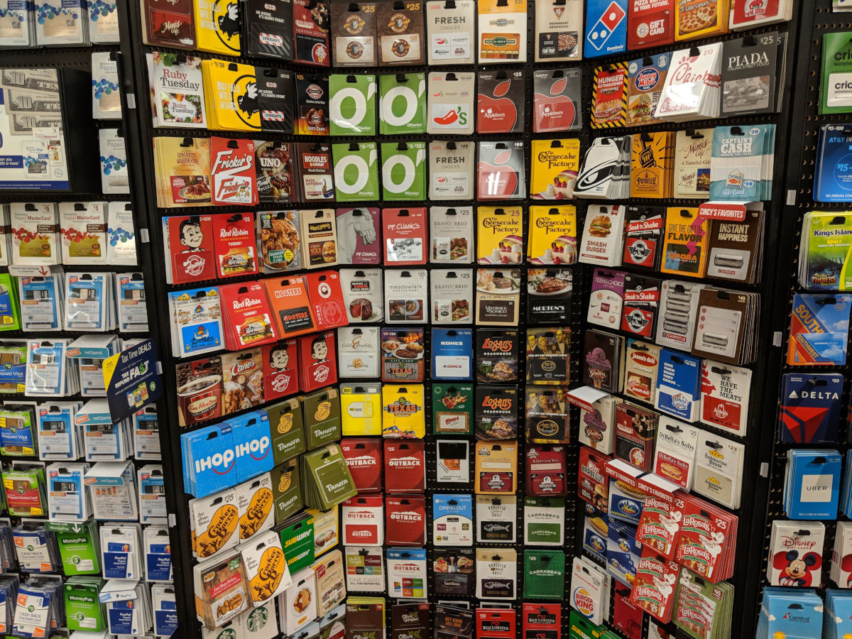 At most Kroger stores, you'll find a rack with gift cards for dozens of retailers